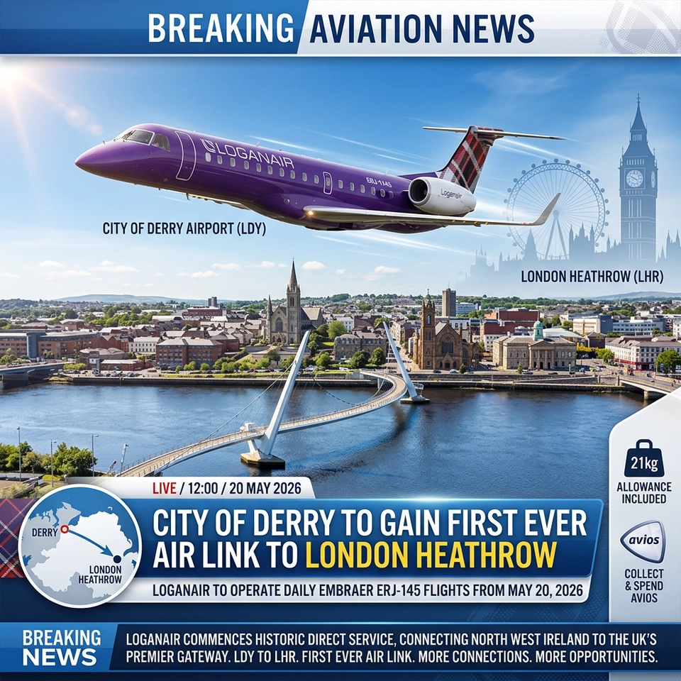 CITY OF DERRY TO GAIN FIRST EVER AIR LINK TO LONDON HEATHROW