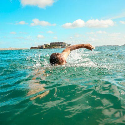 Man swimming in the sea