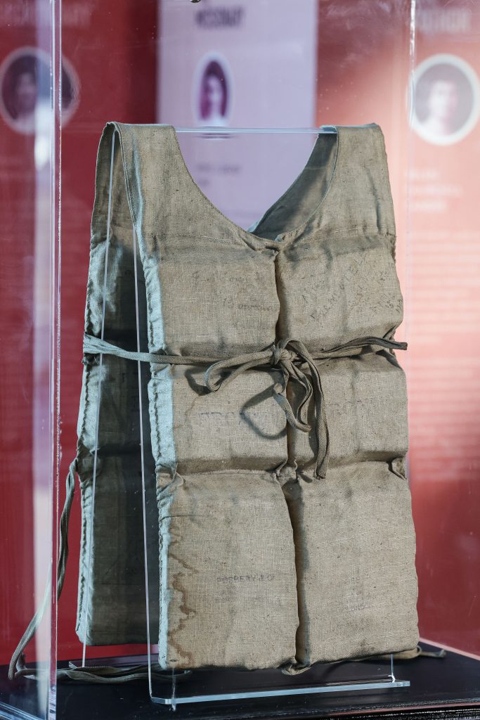 An original lifejacket that was worn by one of the Titanic survivors