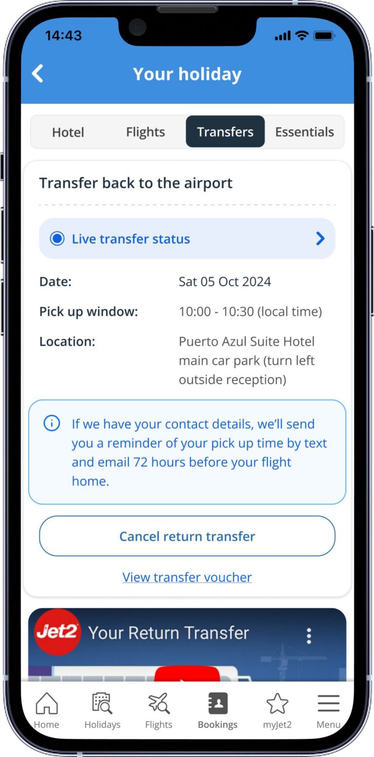 Jet2holidays pioneers brilliant new functionality meaning customers can track their departure transfers in real-time Jet2Holidays